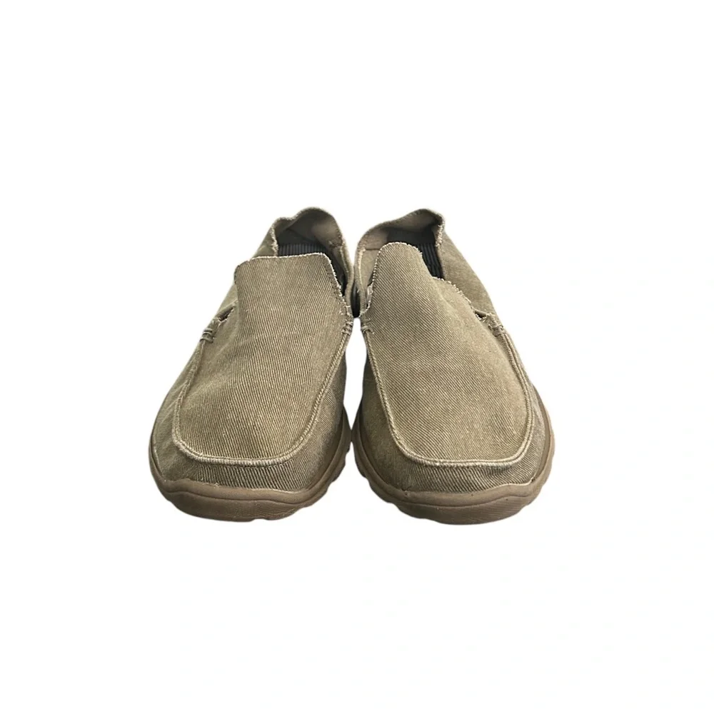 Skechers Men’s Slip-On Canvas Boat Shoes in Khaki